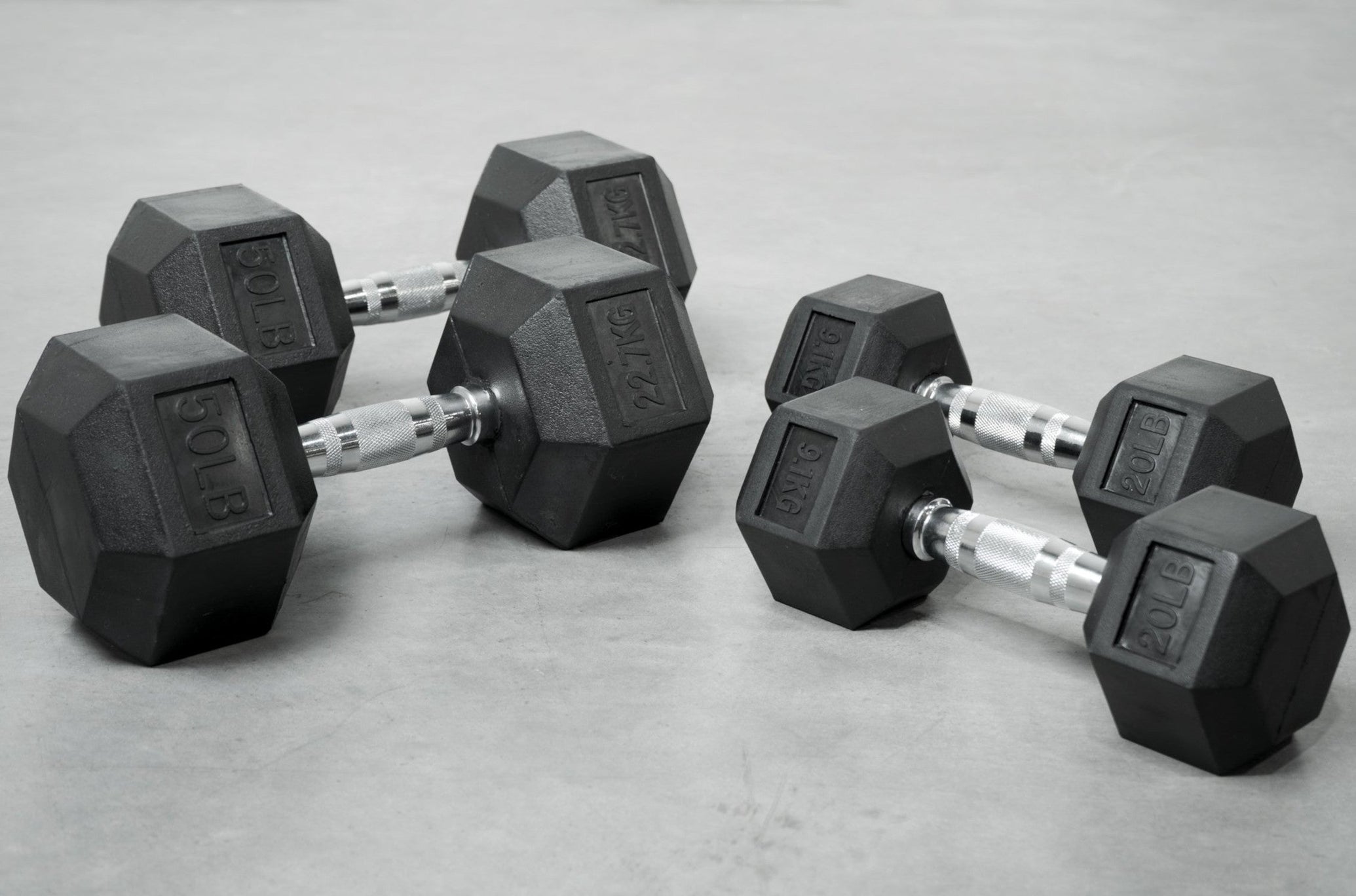 Closeout Rubber Hex Dumbbells